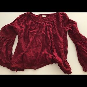 Hollister red flowy long sleeve size xs